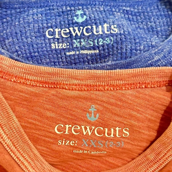 Crewcuts pair of long sleeve tees Henley blue & dusty red size xxs (2-3)boys - Picture 6 of 6